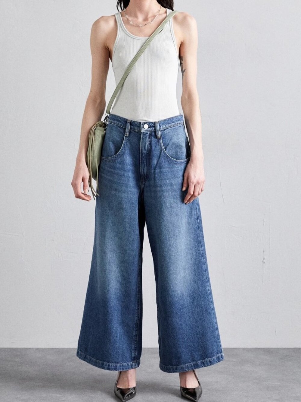FRAME The Pixie Skater High Waist Wide Leg Jeans